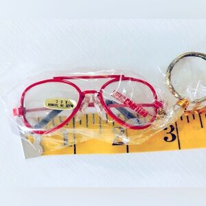 LensCrafters red wire frame 3" Glasses With lenses on keychain